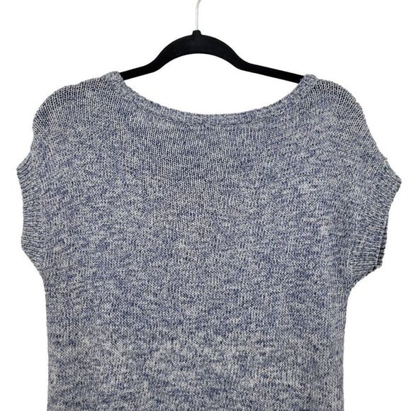 Loft Short Sleeve Knit Top XS Blue Speckled Boxy Casual Comfy Stretch Non-Itch - Picture 7 of 9